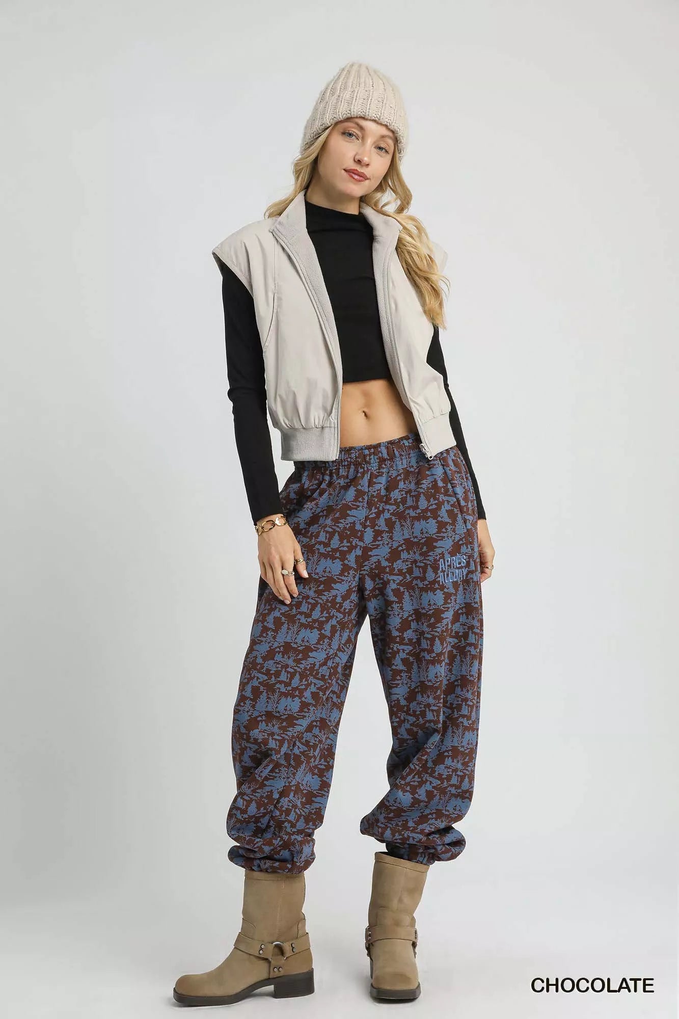 Umgee Scenic Print Casual Sweatpants OutfitFlow