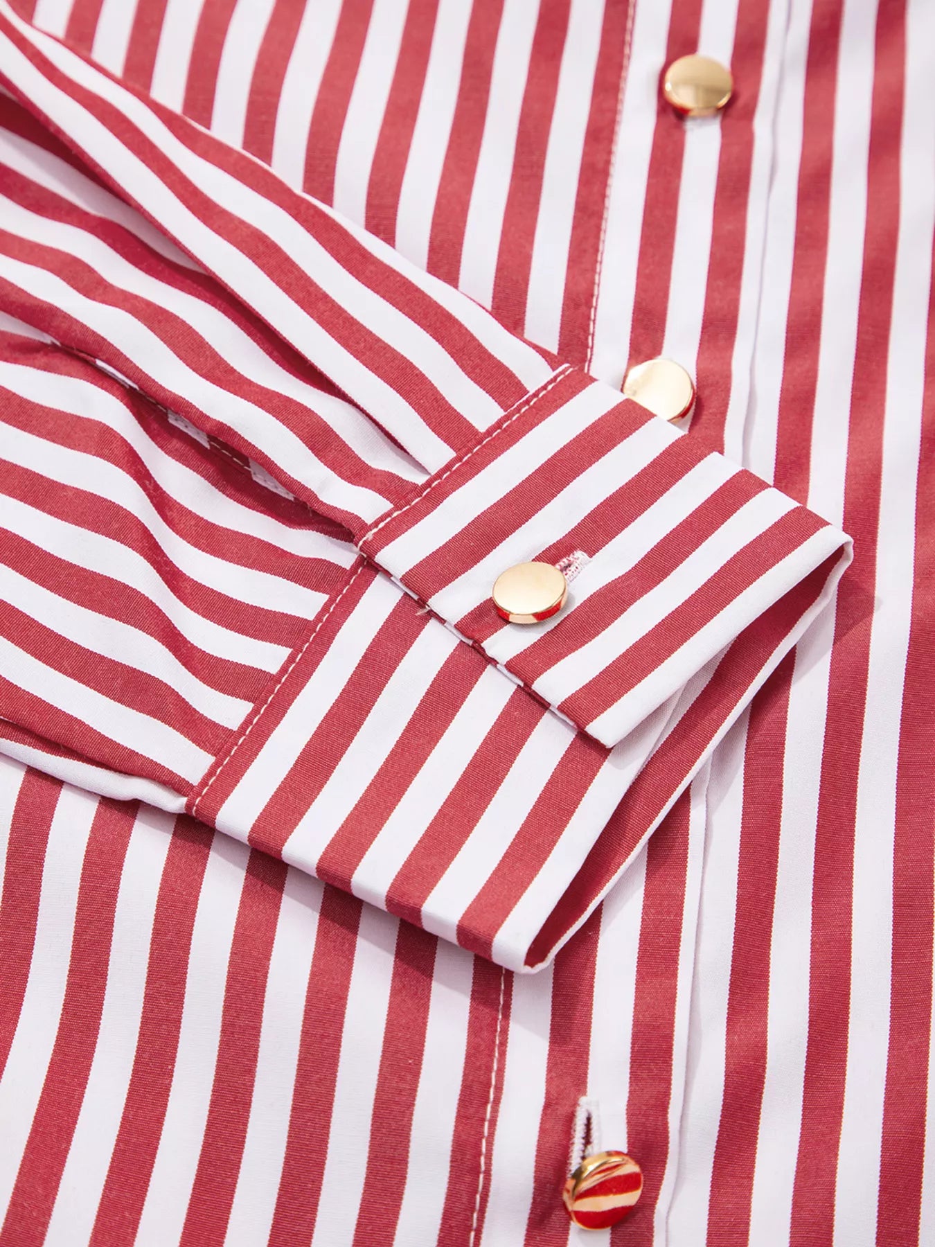 Striped Button-Up Long Sleeve Shirt OutfitFlow