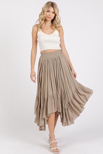 Mittoshop Handkerchief Hem Elastic Waist Pocket Midi Skirt OutfitFlow