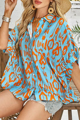 Abstract Print Dolman Short Sleeve Western Loose Shirt OutfitFlow