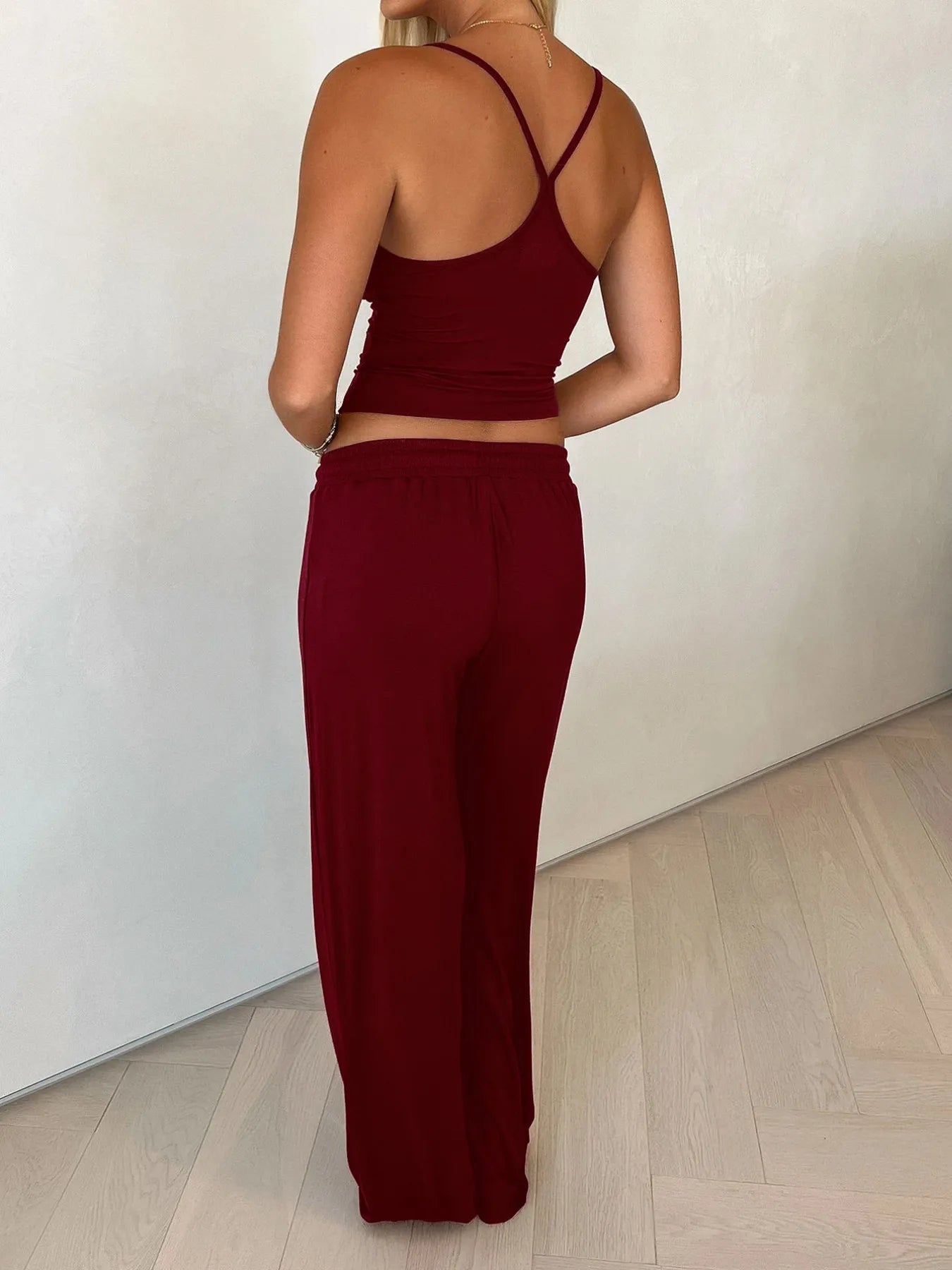 V-Neck Cami and Pants Set OutfitFlow