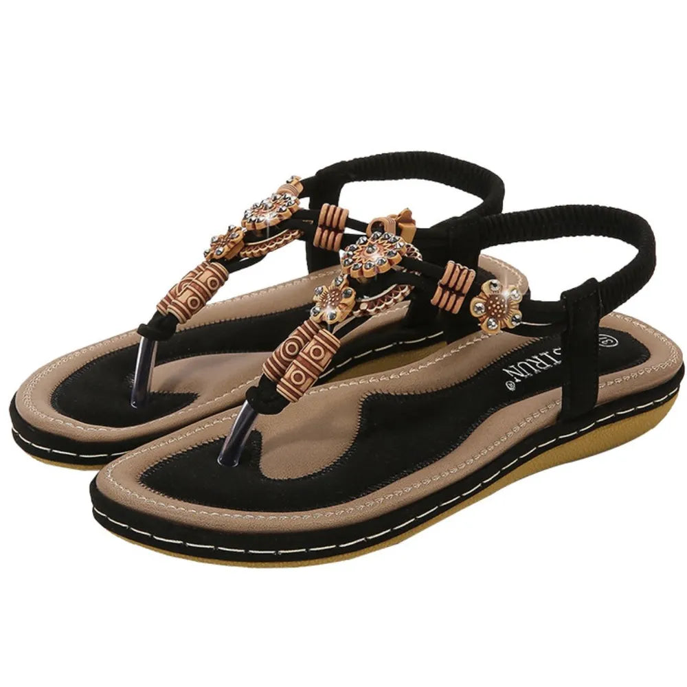 Toe Post Flats Sandals Black OutfitFlow