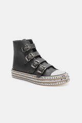 Beast Fashion Multi-Buckle Straps Studded Platform Sneakers OutfitFlow