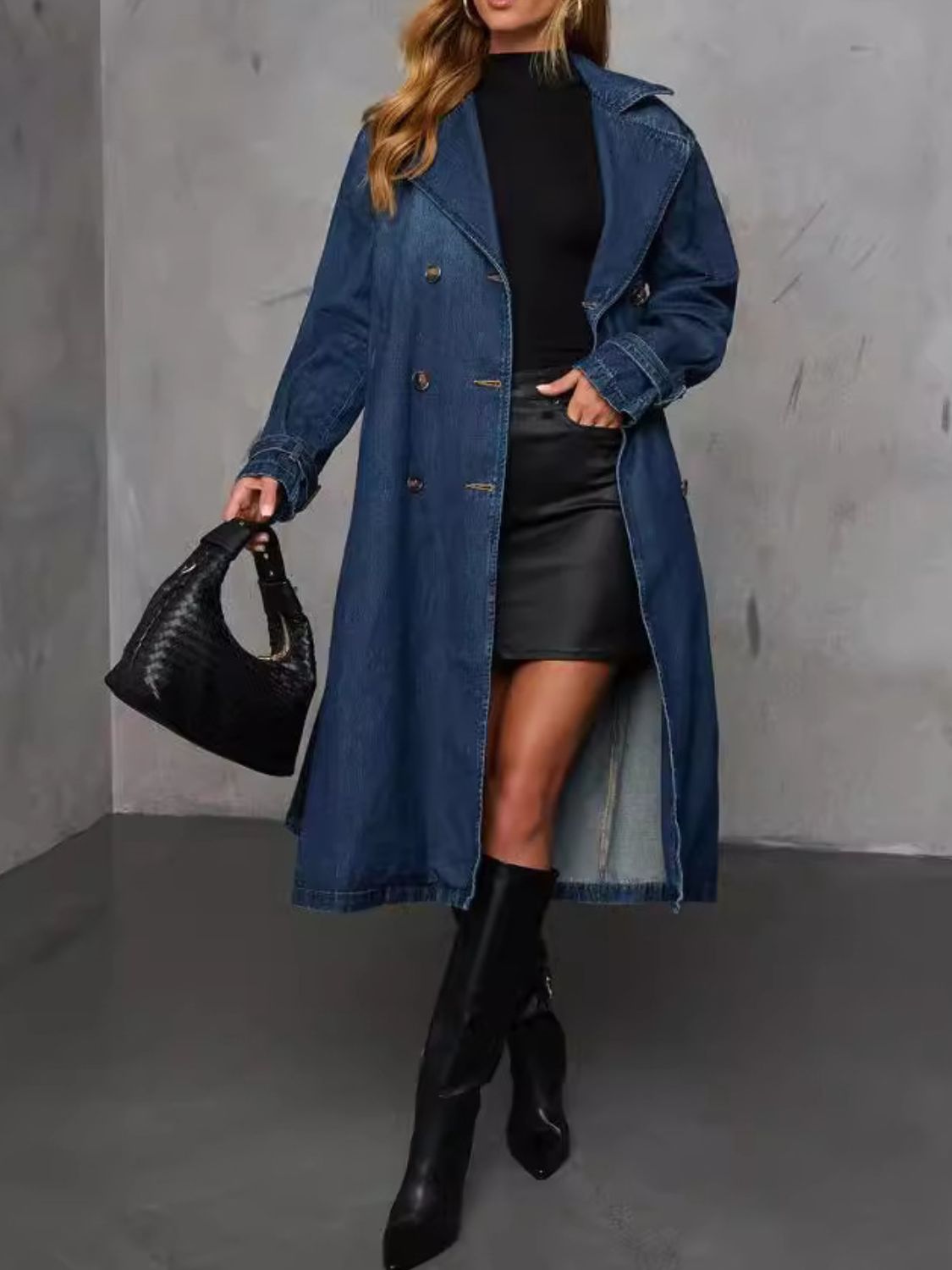 Outfit Flow - Button Up Long Sleeve Longline Denim Jacket