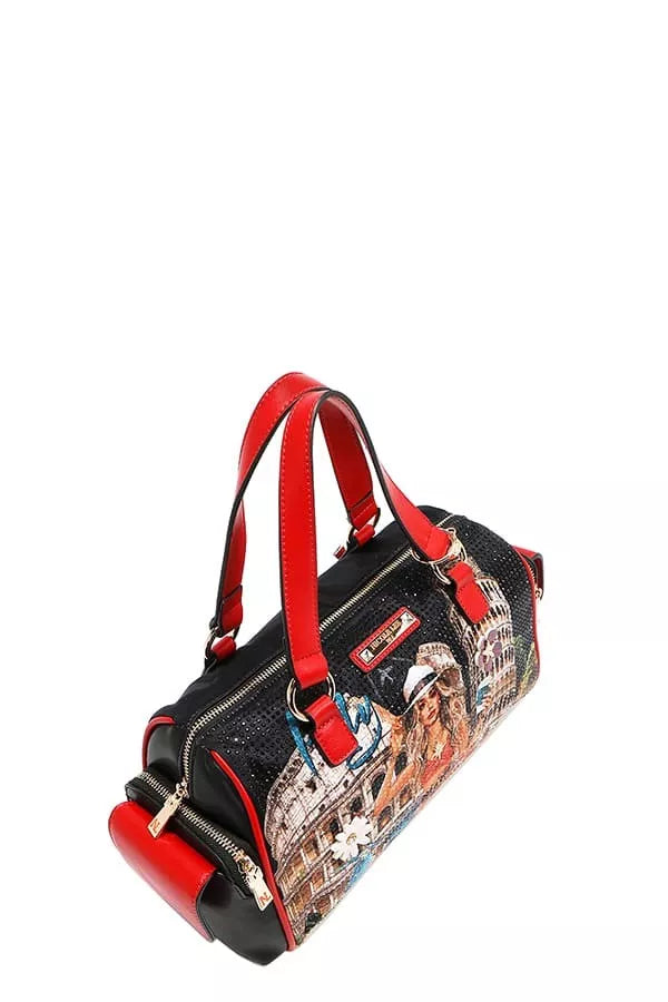 Nicole Lee USA Martha Travels Italy Wide Handbag with Rhinestones Trendsi