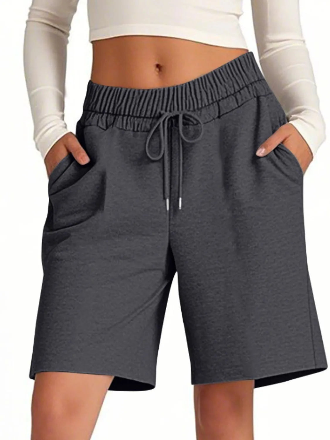 Drawstring Shorts with Pockets OutfitFlow