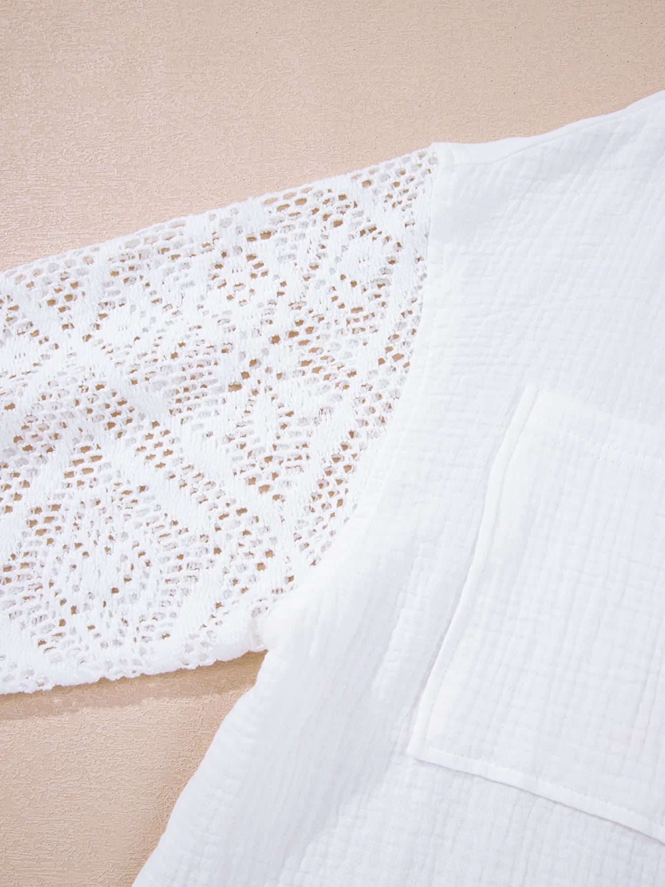 Lace Sleeve Button Down Shirt OutfitFlow
