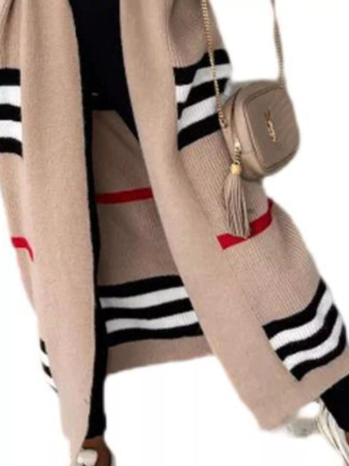 Striped Longline Open Front Cardigan OutfitFlow