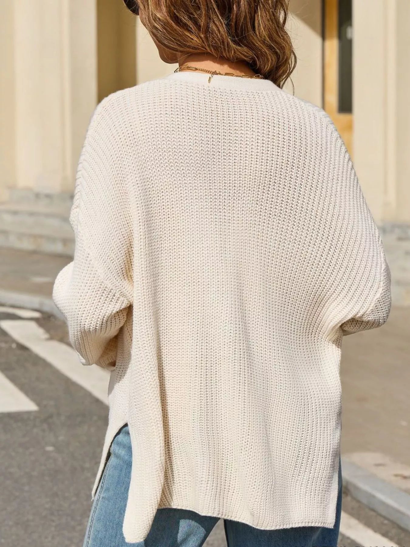 Oversized Knit Button-Down Cardigan Trendsi