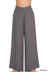 Zenana Relaxed Fit Elastic Waisted Wide Leg Pants OutfitFlow