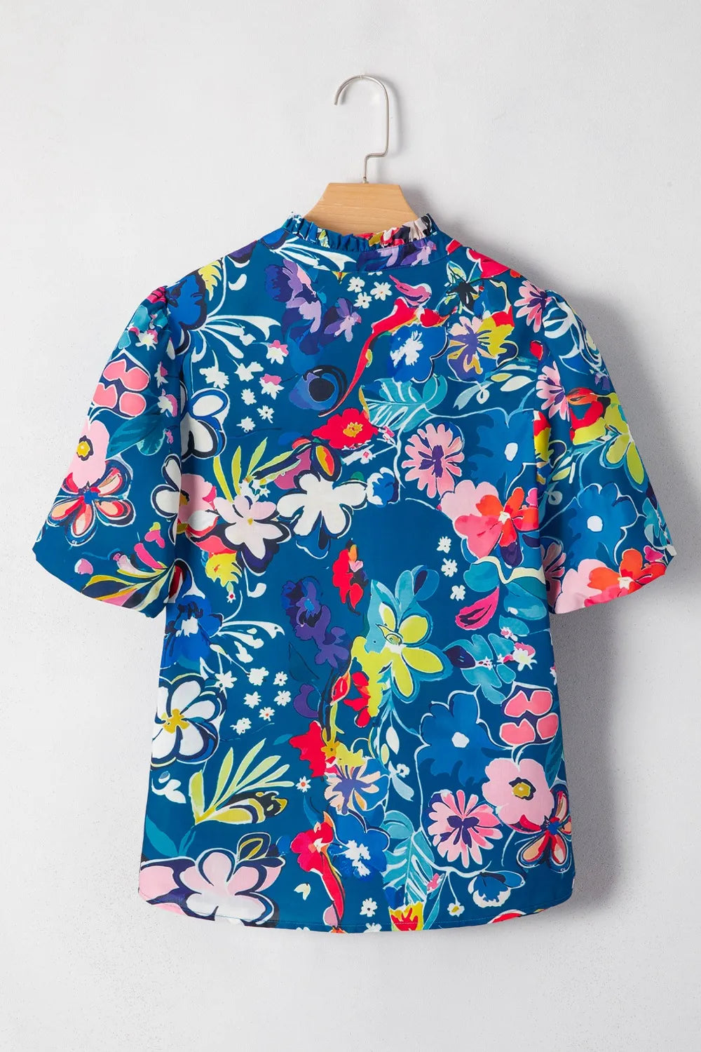 Floral Print Ruffle Sleeve Loose Blouse OutfitFlow