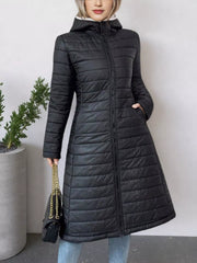 Zip Up Quilted Hooded Puffer Coat Trendsi