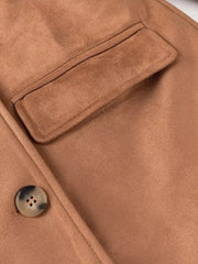 Double-Breasted Lapel Collar Long Coat Trendsi