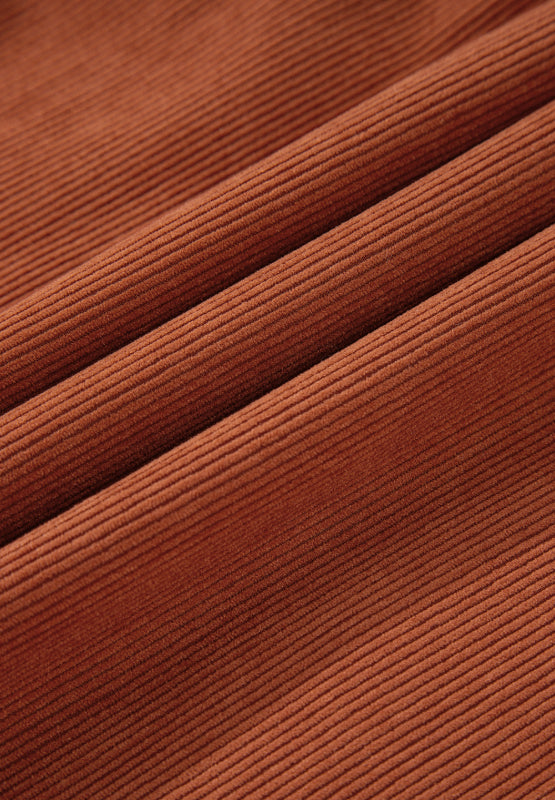Corduroy Quarter Snap Three-Quarter Sleeve Dress OutfitFlow