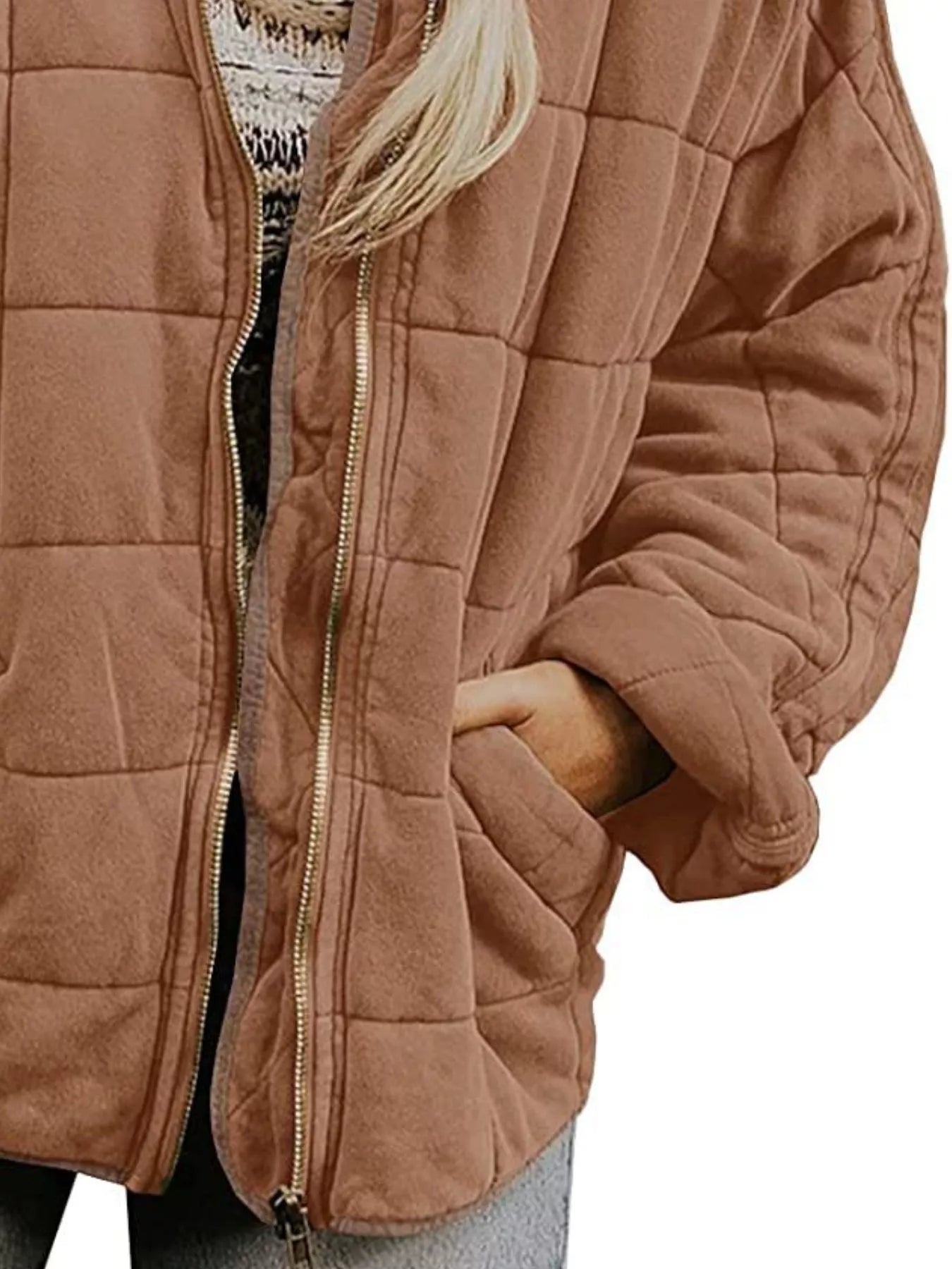 Quilted Zip Up Outerwear Trendsi