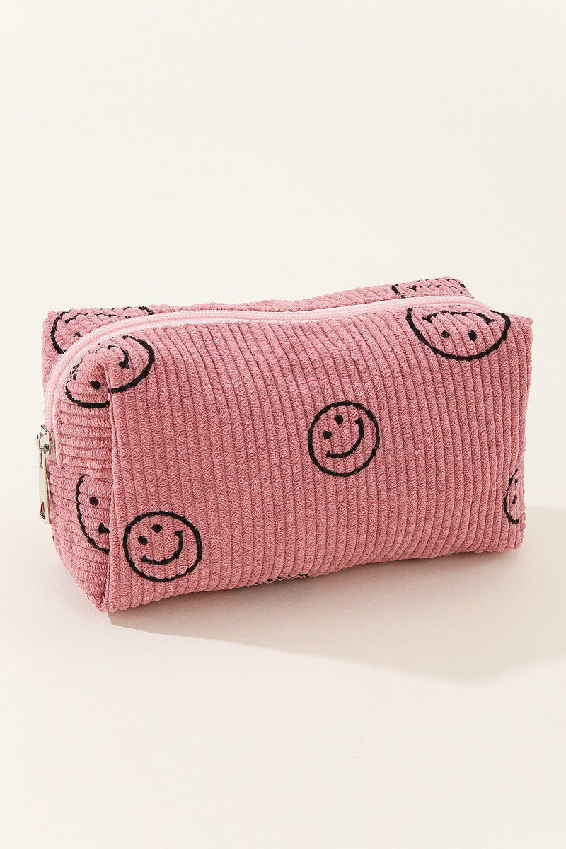 Outfit Flow - Zenana Smiley Face Corduroy Cosmetic Pouch