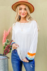 And The Why Color Stripe Sleeve Sweater Top OutfitFlow