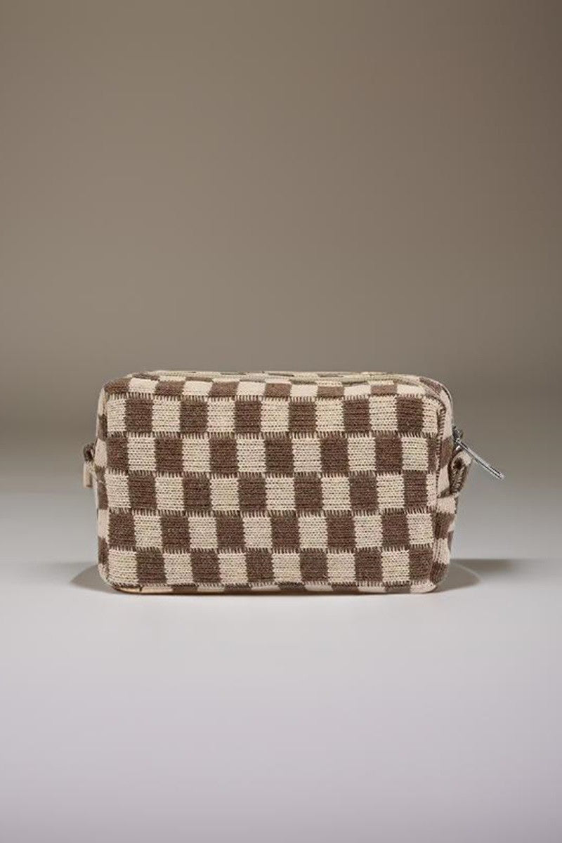 Outfit Flow - Zenana Checkered Pattern Knitted Cosmetic Pouch