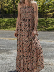 Printed Smocked Bodice Maxi Dress OutfitFlow
