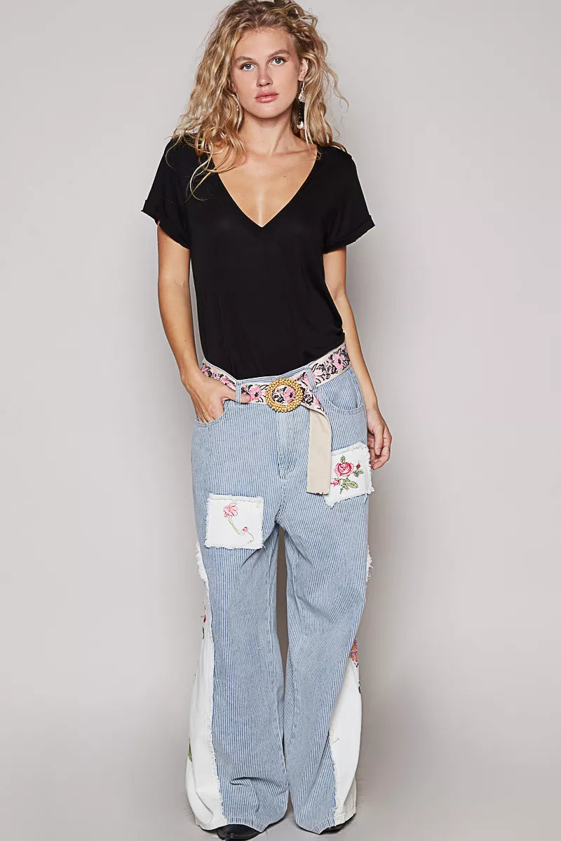 POL Basic V-Neck Short Sleeve T-Shirt OutfitFlow