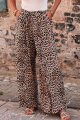 Outfit Flow - Leopard Drawstring Wide Leg Pants