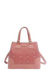 Nicole Lee USA Monogram Pattern Handbag with Rhinestones Decor PINK OS Trendsi