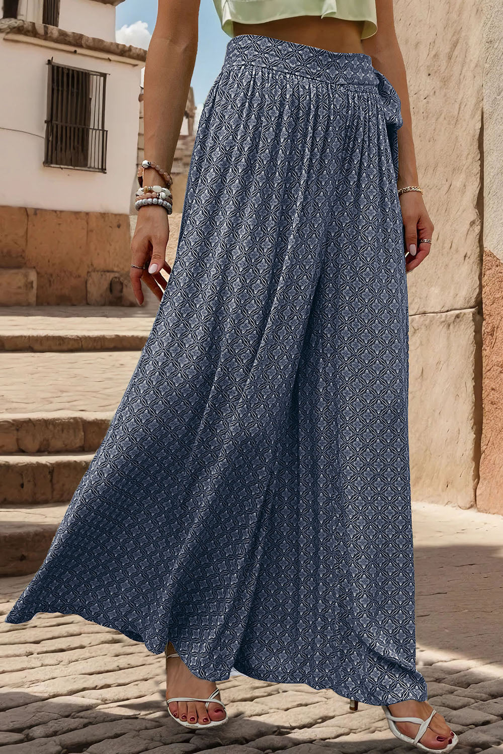 Outfit Flow - Perfee Printed Tied Wide Leg Pants