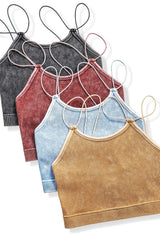 Zenana Washed Ribbed Seamless Double Strap Brami OutfitFlow
