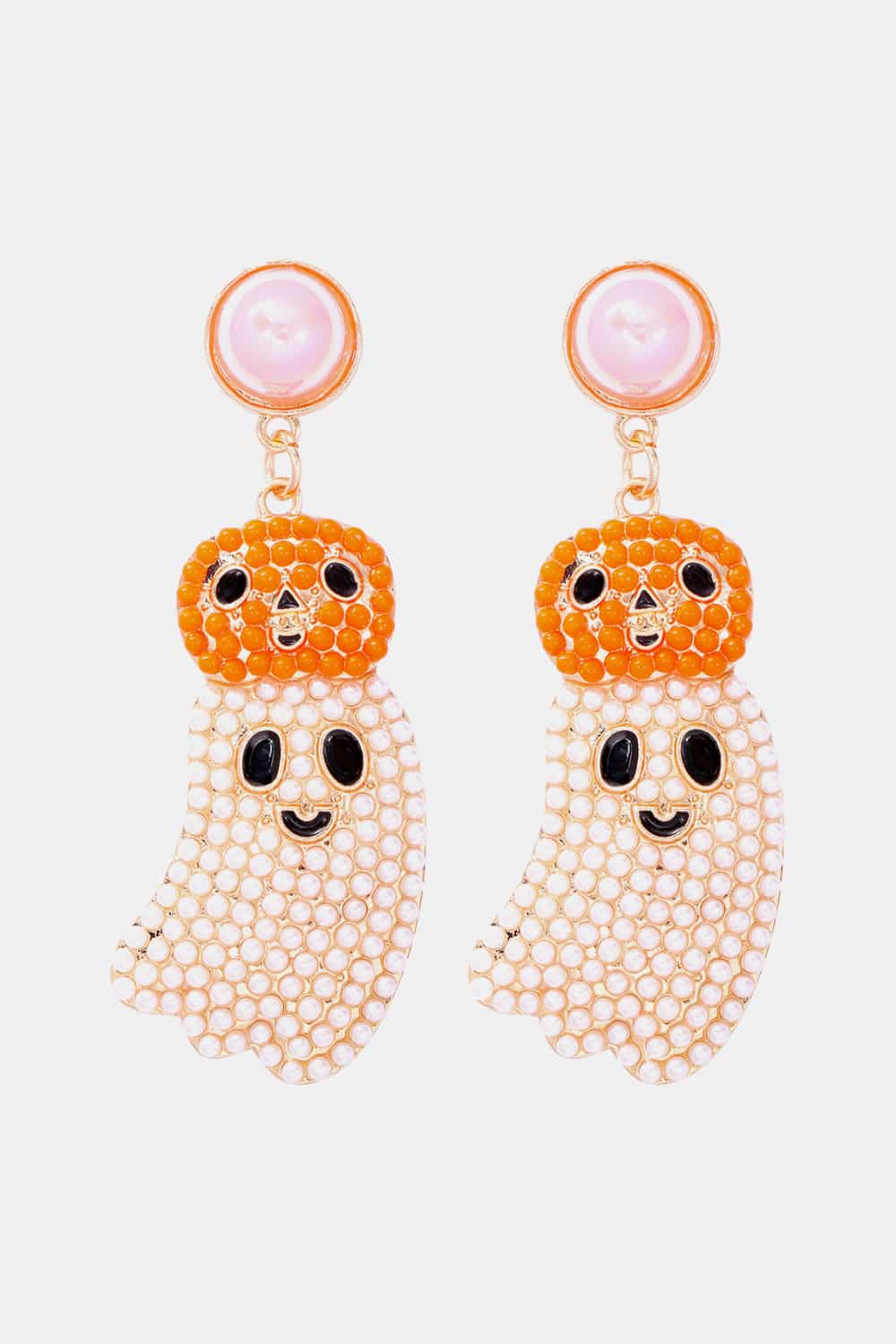 Halloween Ghost Shape Dangle Earrings White One Size OutfitFlow