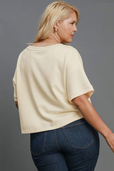 Umgee Full Size Lightweight Cropped Sweatshirt Plus Size OutfitFlow