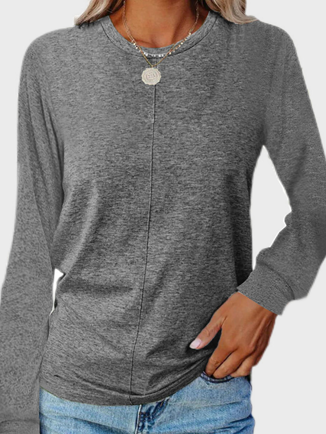 Outfit Flow - Full Size Round Neck Long Sleeve T-Shirt