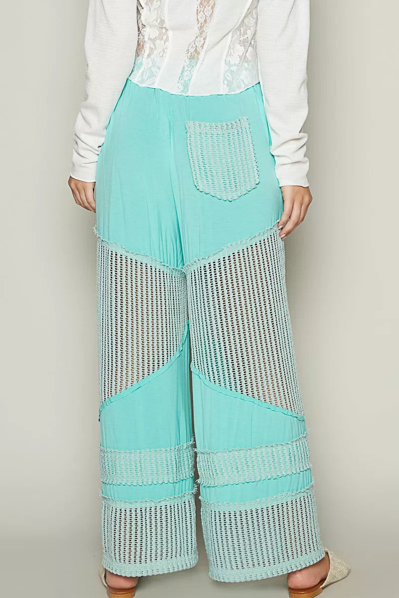 POL Drawstring Elastic Waistband Wide-Leg Pants OutfitFlow