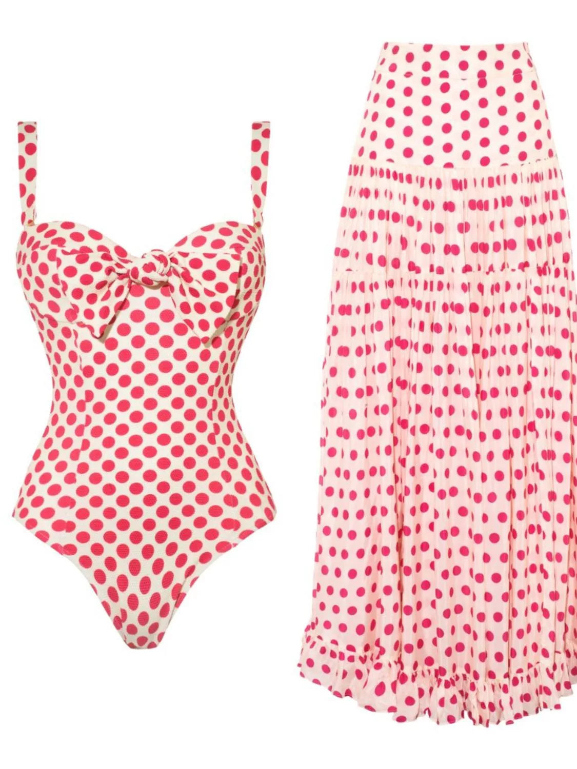 Printed One-Piece Swimwear and Skirt Set OutfitFlow