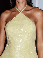 Sequined Halter Neck Cami OutfitFlow