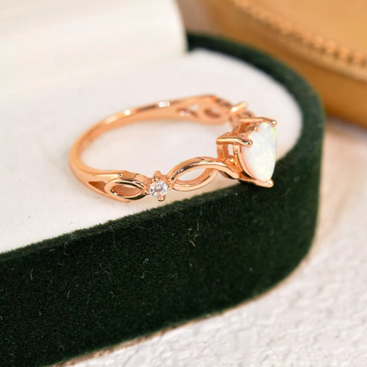 925 Sterling Silver Zircon Heart Ring Rose Gold OutfitFlow