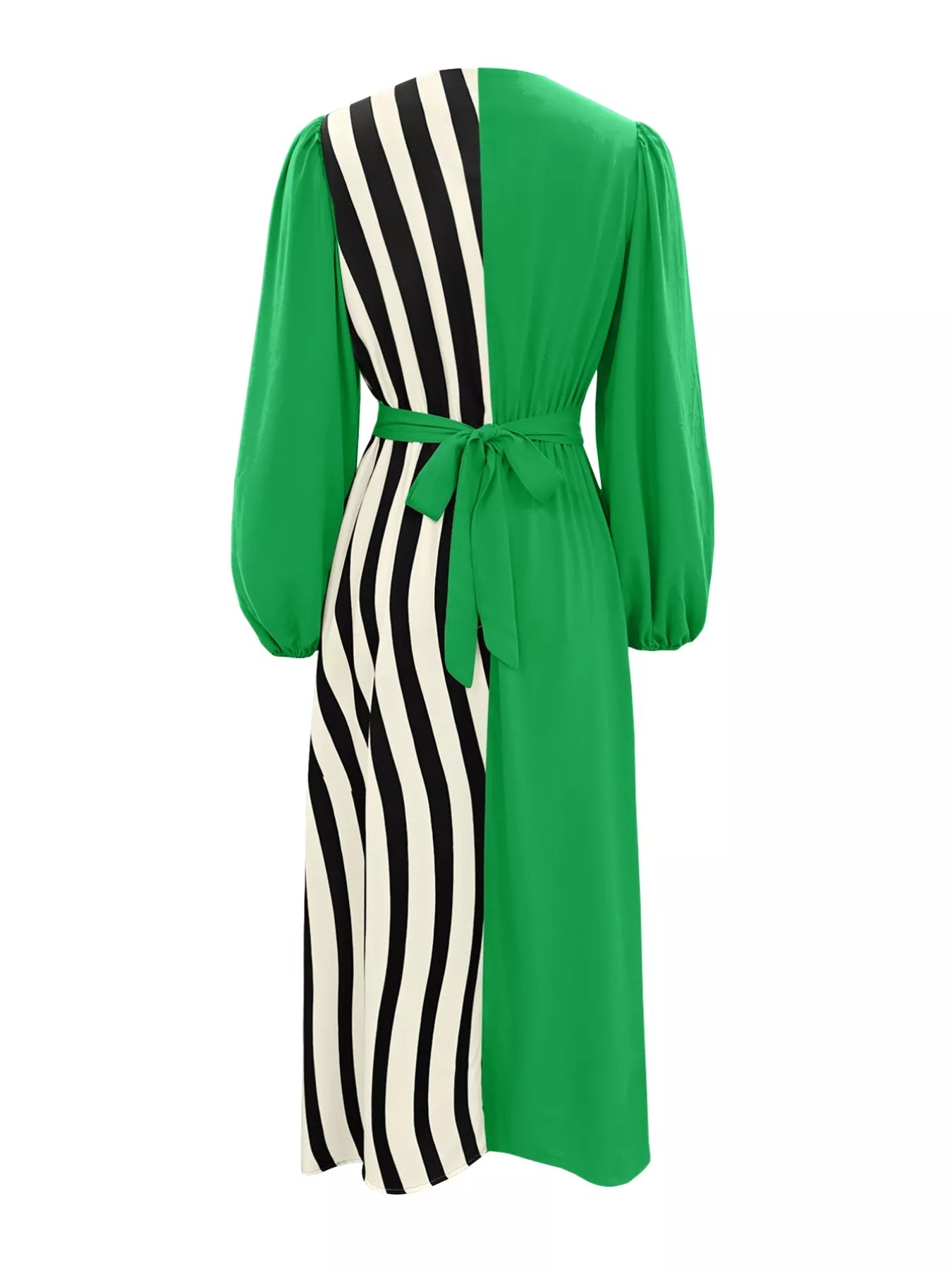 Color Block Striped Long Sleeve Midi Dress OutfitFlow