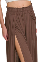 Zenana Woven Crinkle Gauze Long Skirts OutfitFlow