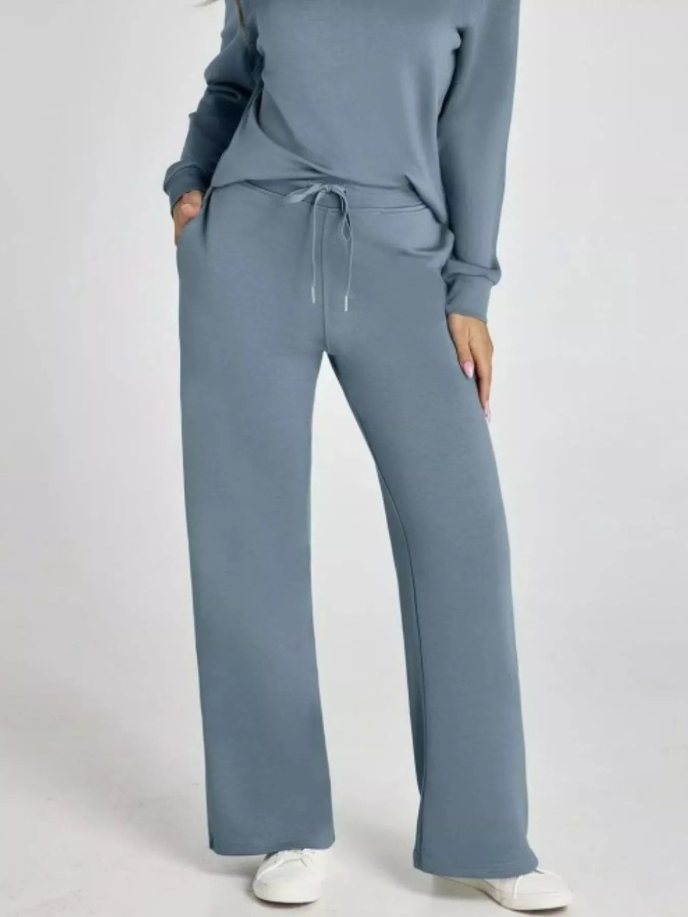 Full Size Johnny Collar Long Sleeve Top and Pants Plus Size OutfitFlow