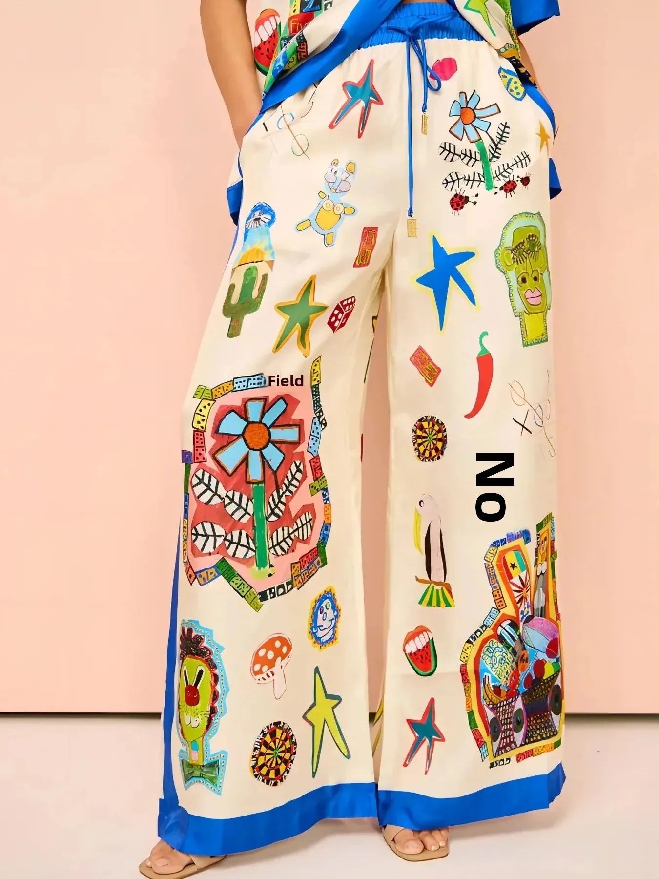 Printed Button Up Shirt and Pants Set OutfitFlow