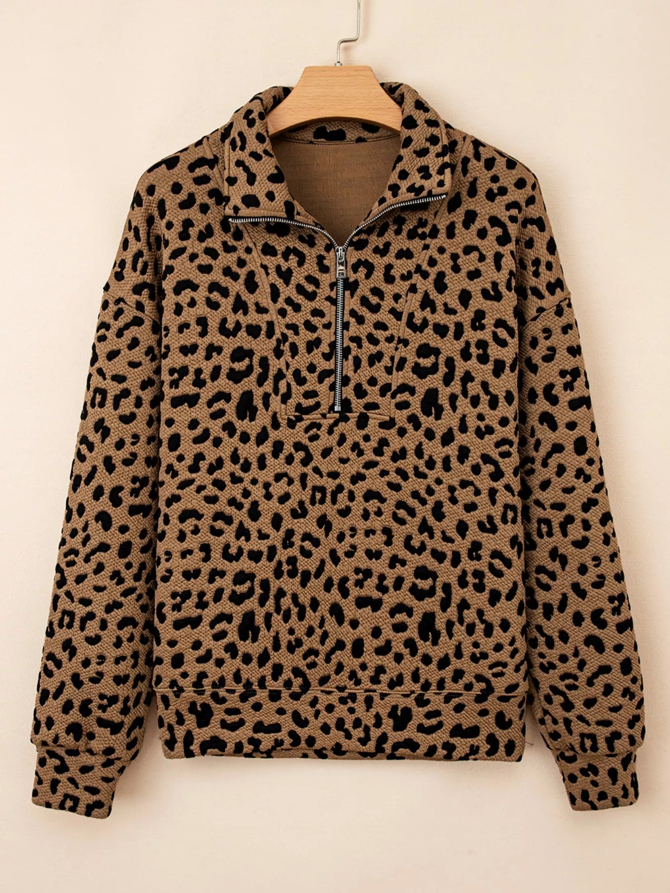 Leopard Print Quarter Zip Sweatshirt OutfitFlow