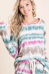 BiBi Tie Dye Print Terry Sweatshirt Trendsi
