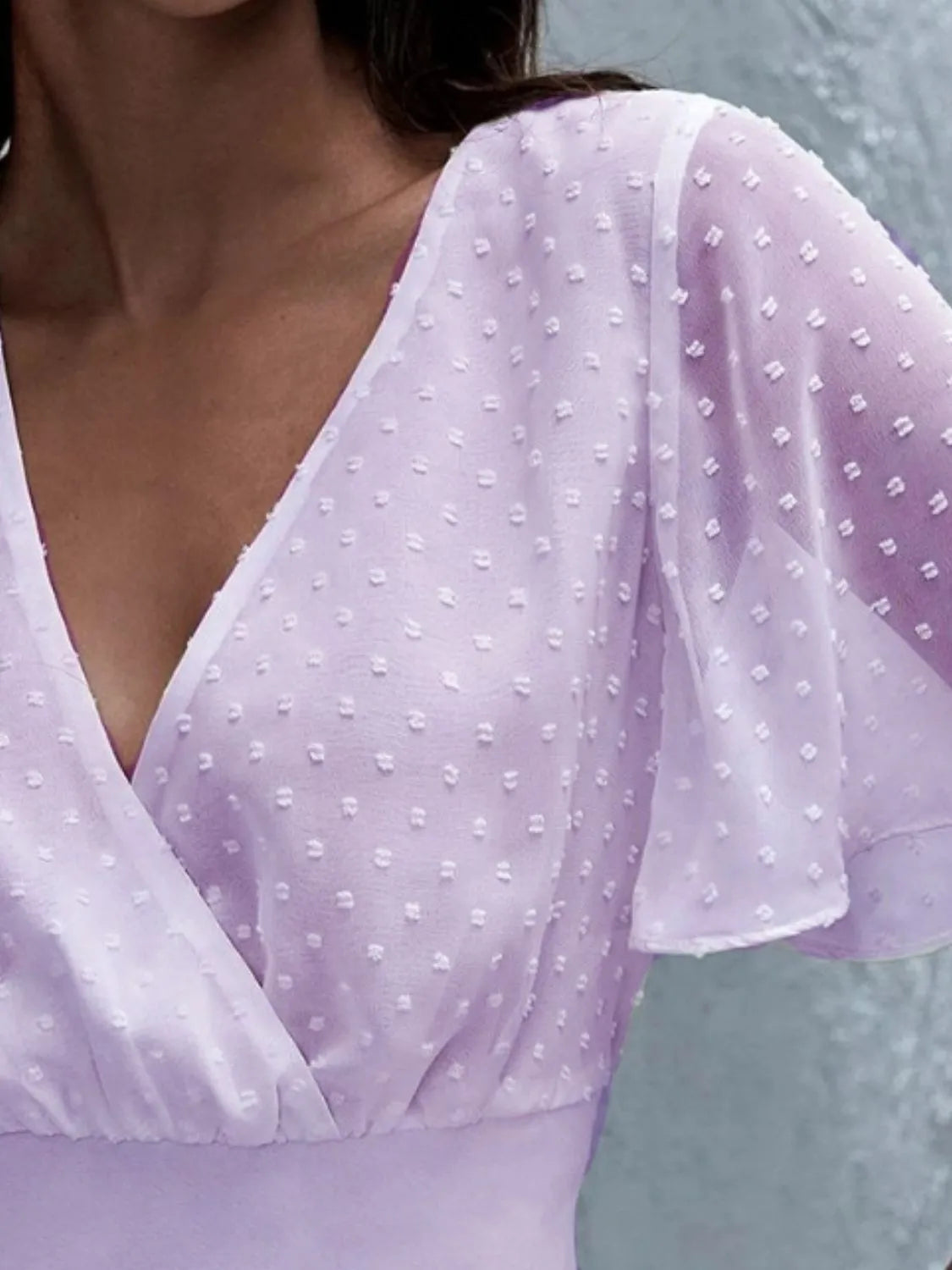Short Sleeve Smocked Swiss Dot Blouse OutfitFlow