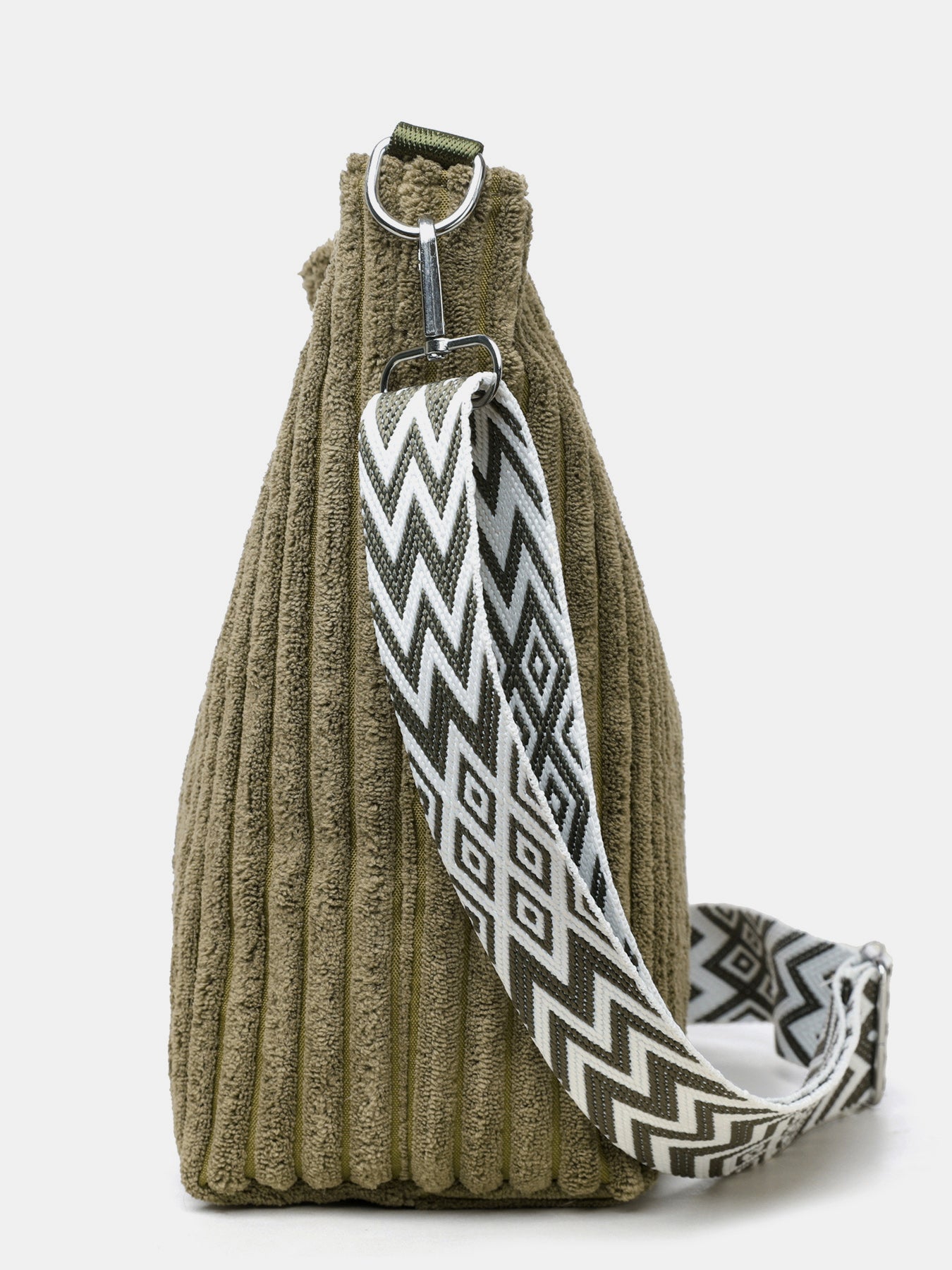Corduroy Solid Color Crossbody Bag with Removable Strap OutfitFlow