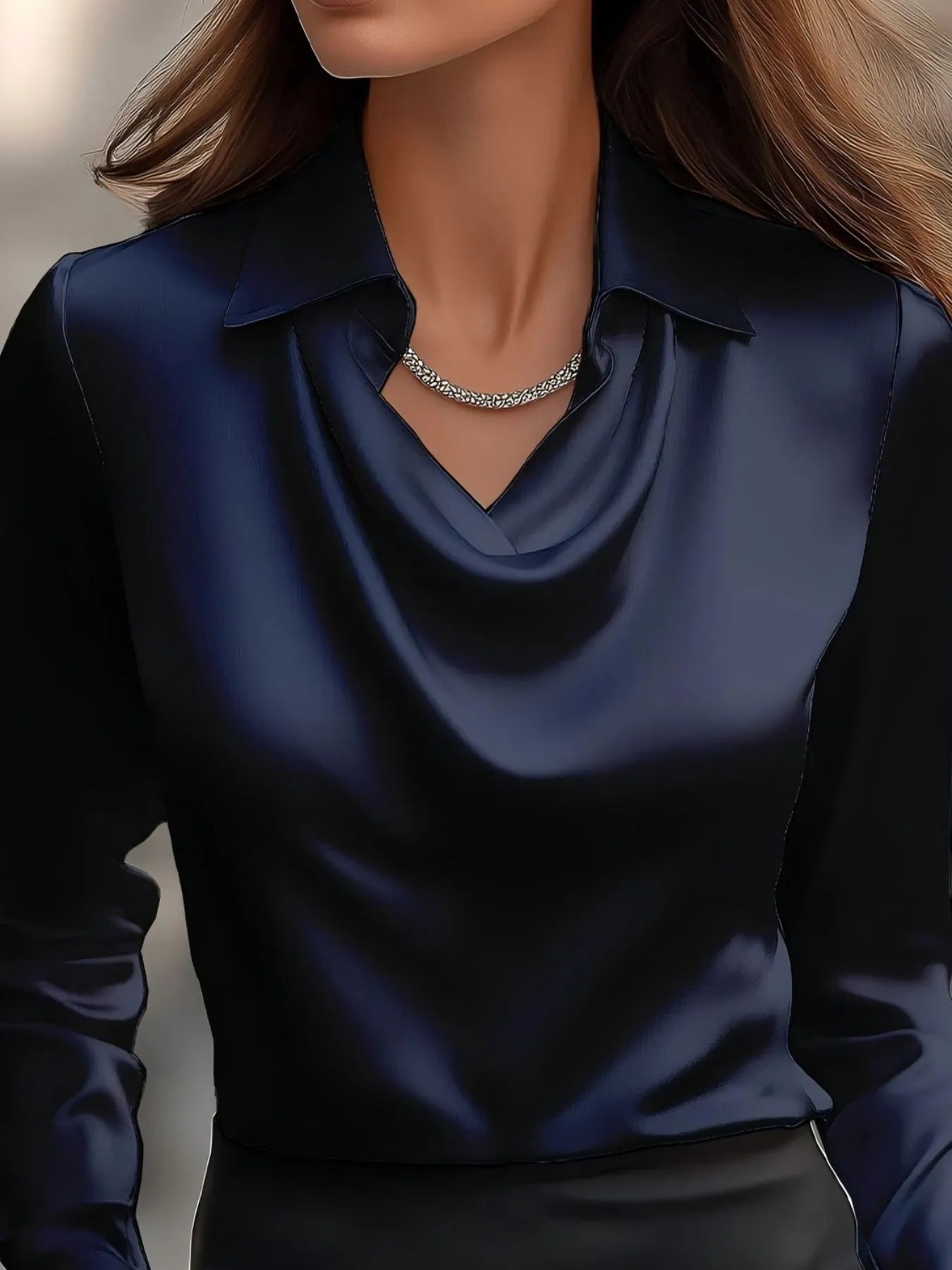 Full Size Collared Neck Long Sleeve Blouse Plus Size OutfitFlow