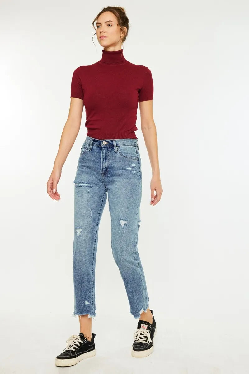 Kancan High Rise Classic Slim Straight Jeans OutfitFlow