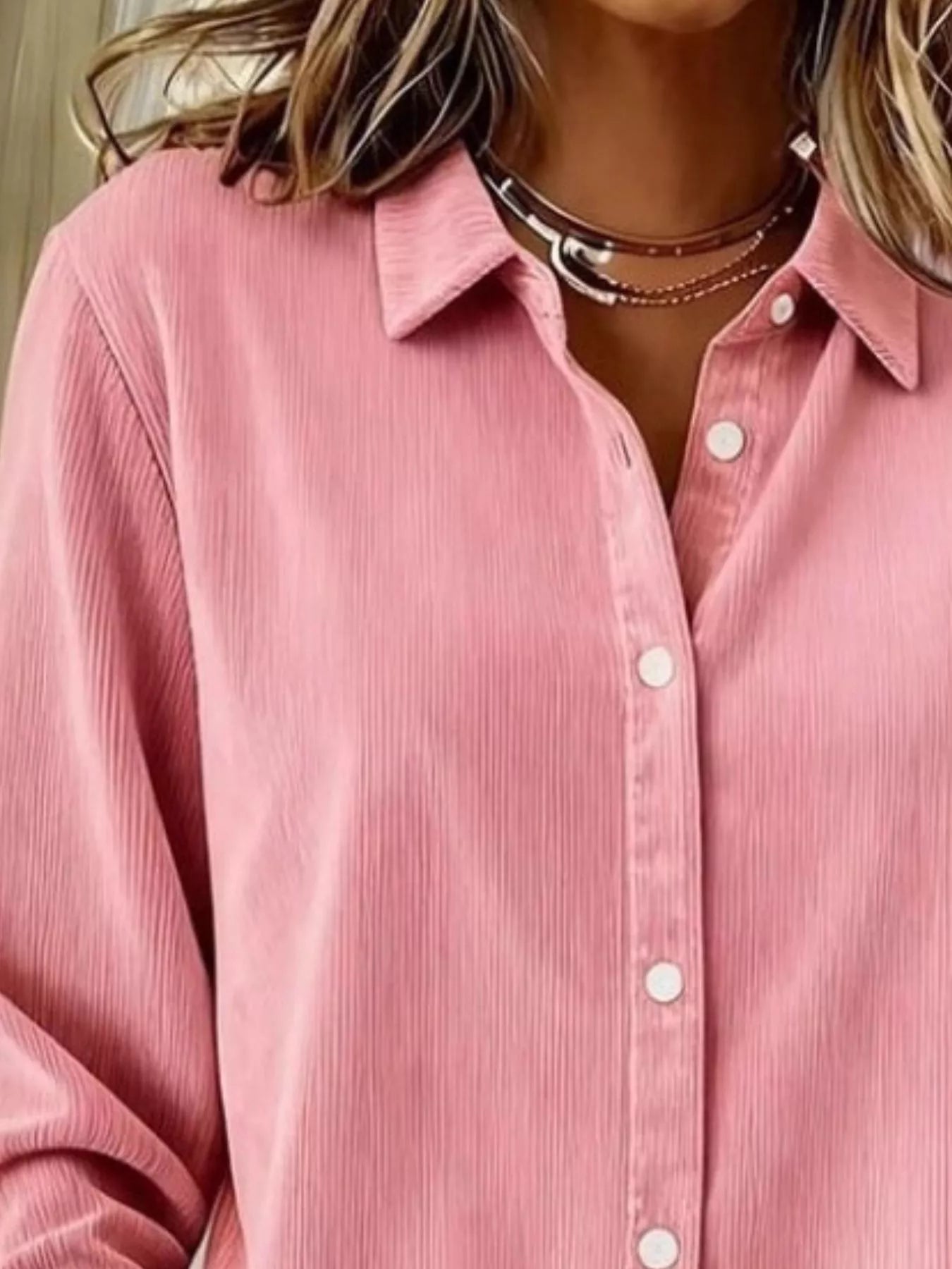 Full Size Corduroy Button-Down Shirt Plus Size OutfitFlow