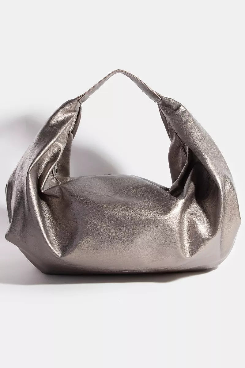 Fame Simple Faux Leather Hobo Shoulder Bag KA one size OutfitFlow