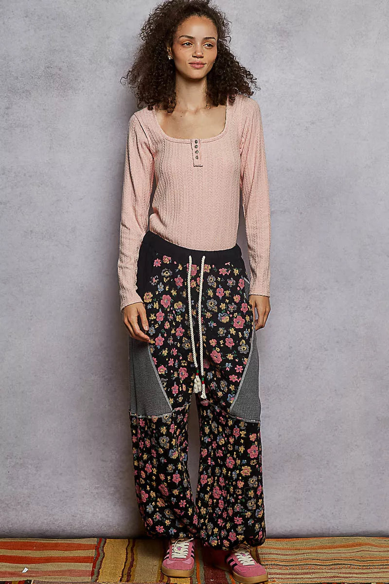 POL Square Neck Cropped Knit Top with Curved Hem OutfitFlow