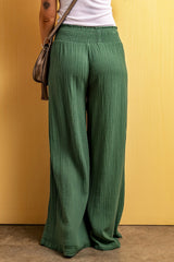 Outfit Flow - Smocked Waist Texture Wide Leg Pants