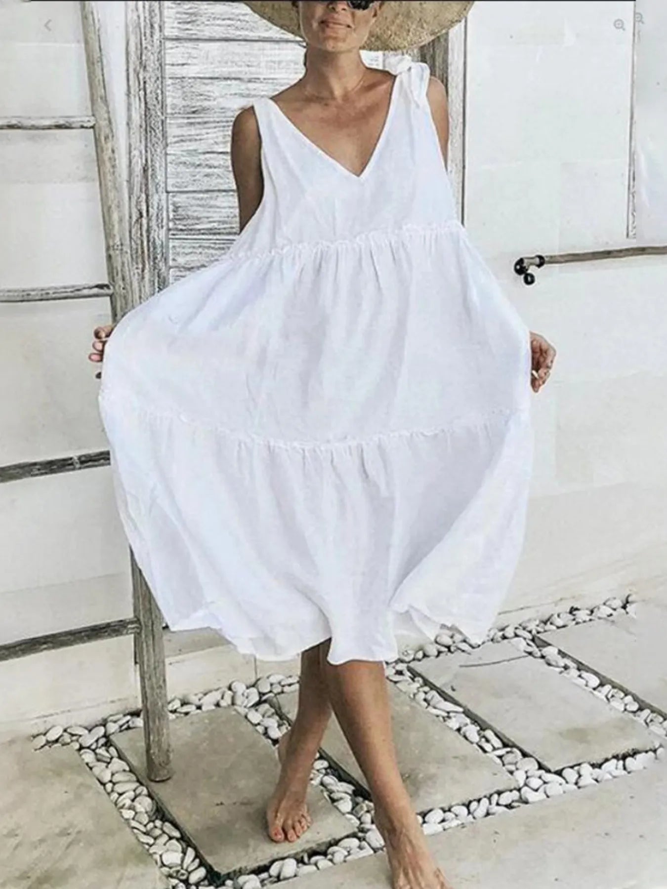Colorblock Tiered Midi Tank Dress OutfitFlow